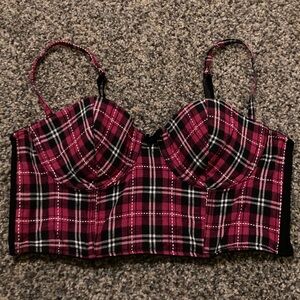 Plaid Bustier Top